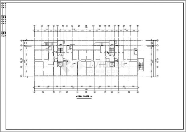 镇江市某小区地下2层人防停车库平面设计CAD图纸（双段式）-图一