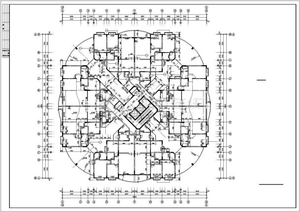 贵阳市某小区19层框混结构住宅楼平面设计CAD图纸（含机房层）-图一