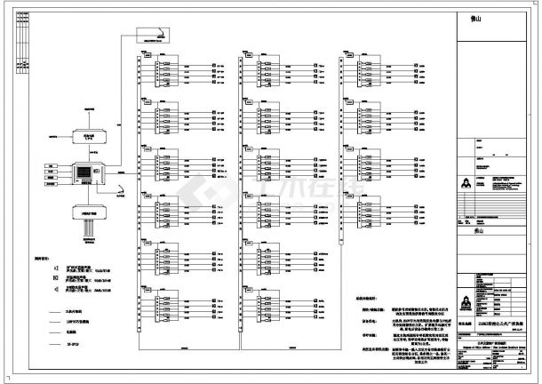 某佛山智能化广播CAD设计节点连线图-图一