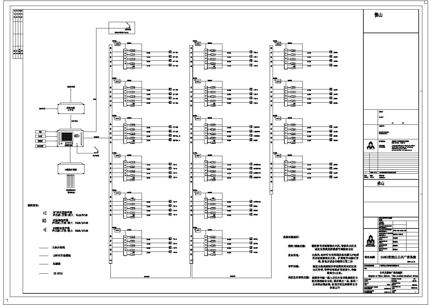 某佛山智能化广播CAD设计节点连线图