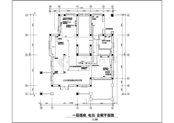 某联排别墅售楼处样板间装修电气CAD设计图-图一