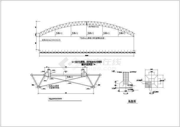 钢结构设计_某36m跨钢管桁架弧形屋顶钢结构施工CAD图-图一