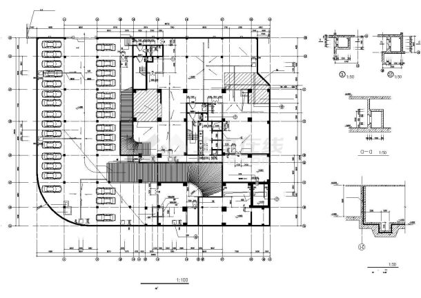 海口市某新建小区高层住宅楼局部平面设计CAD图纸（含详图）-图二