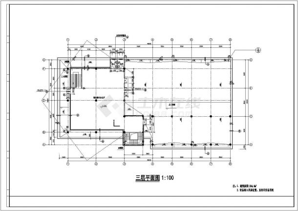 太原市某小区1450平米3层框混结构休闲会所平立剖面设计CAD图纸-图一