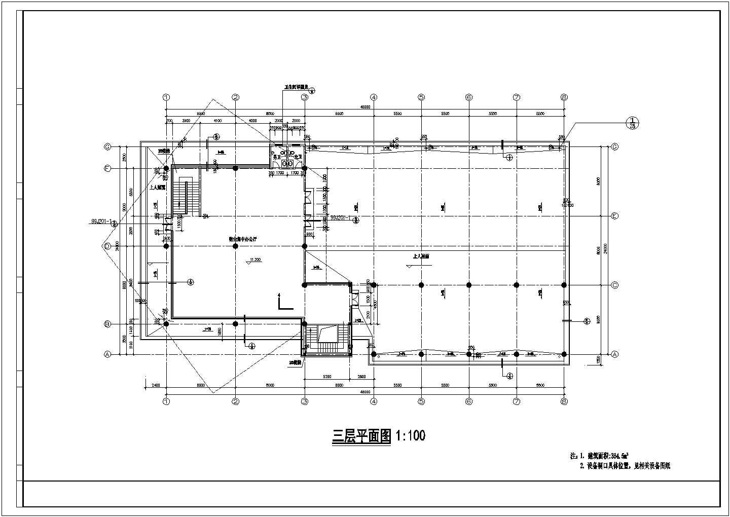 太原市某小区1450平米3层框混结构休闲会所平立剖面设计CAD图纸
