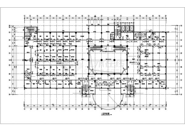 泗洪中心医院框架剪力墙结构综合楼全套施工cad图，共四十五张-图二