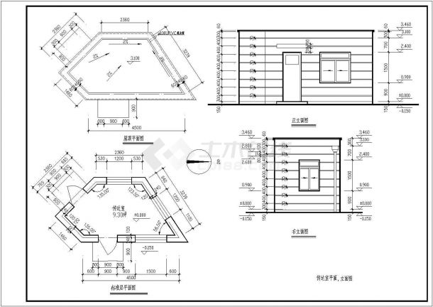 某长25米 宽3米 厂区大门 （含传达室）建筑设计cad施工图-图二