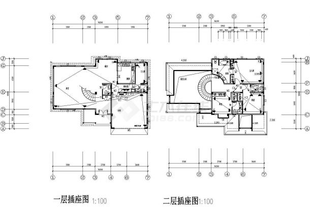 某美式别墅电气CAD设计详细构造图-图二