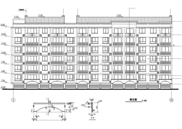 某小区3280平米6层砖混结构住宅楼建筑设计CAD图纸（含车库）-图一