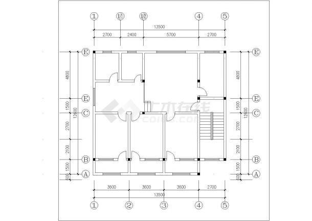 广州某小区3层砖混结构住宅楼平立剖面设计CAD图纸（1层1户）-图一