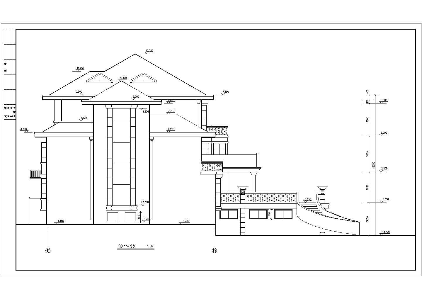 某小区欧式风格小别墅设计施工方案CAD图纸