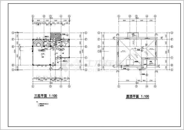 杭州某商圈多层海舟公寓楼全套建筑施工cad图(含二层结构梁平面配筋图)-图二
