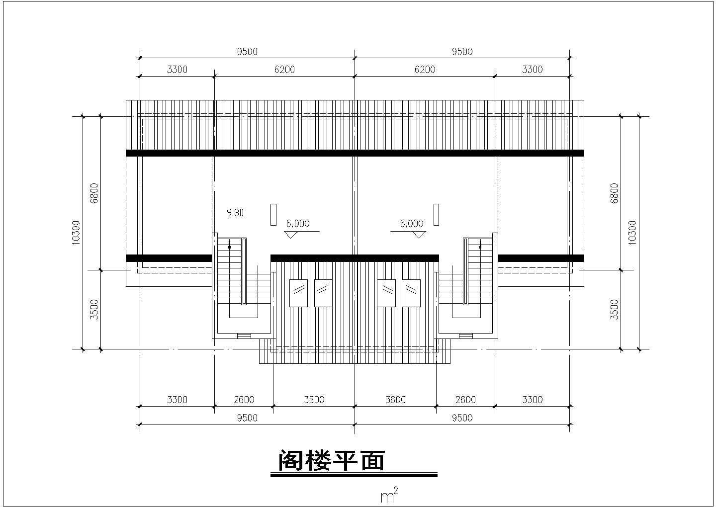 2+1层框混结构双拼别墅平立剖面设计CAD图纸（每户240平米）