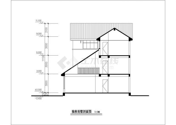 成都市某村镇283平米三层混合结构单体别墅建筑设计CAD图纸-图一
