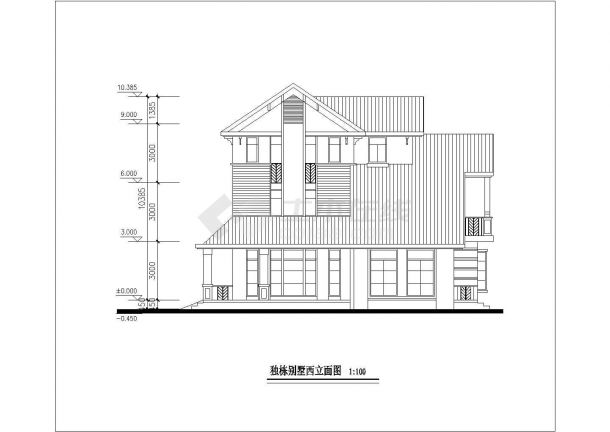 成都市某村镇283平米三层混合结构单体别墅建筑设计CAD图纸-图二