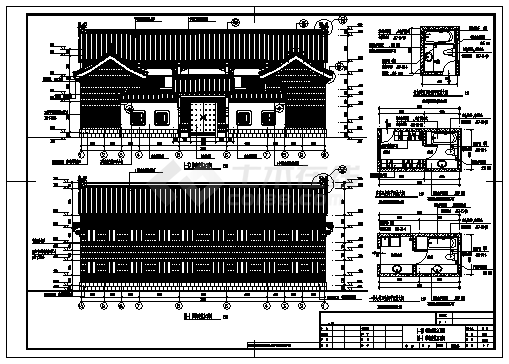 四合院设计_某二层四合院全套建筑施工cad图，含效果图-图一
