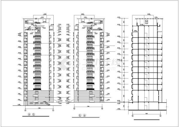 成都某小区8200平米13层框架结构住宅楼全套平立剖面设计CAD图纸-图二