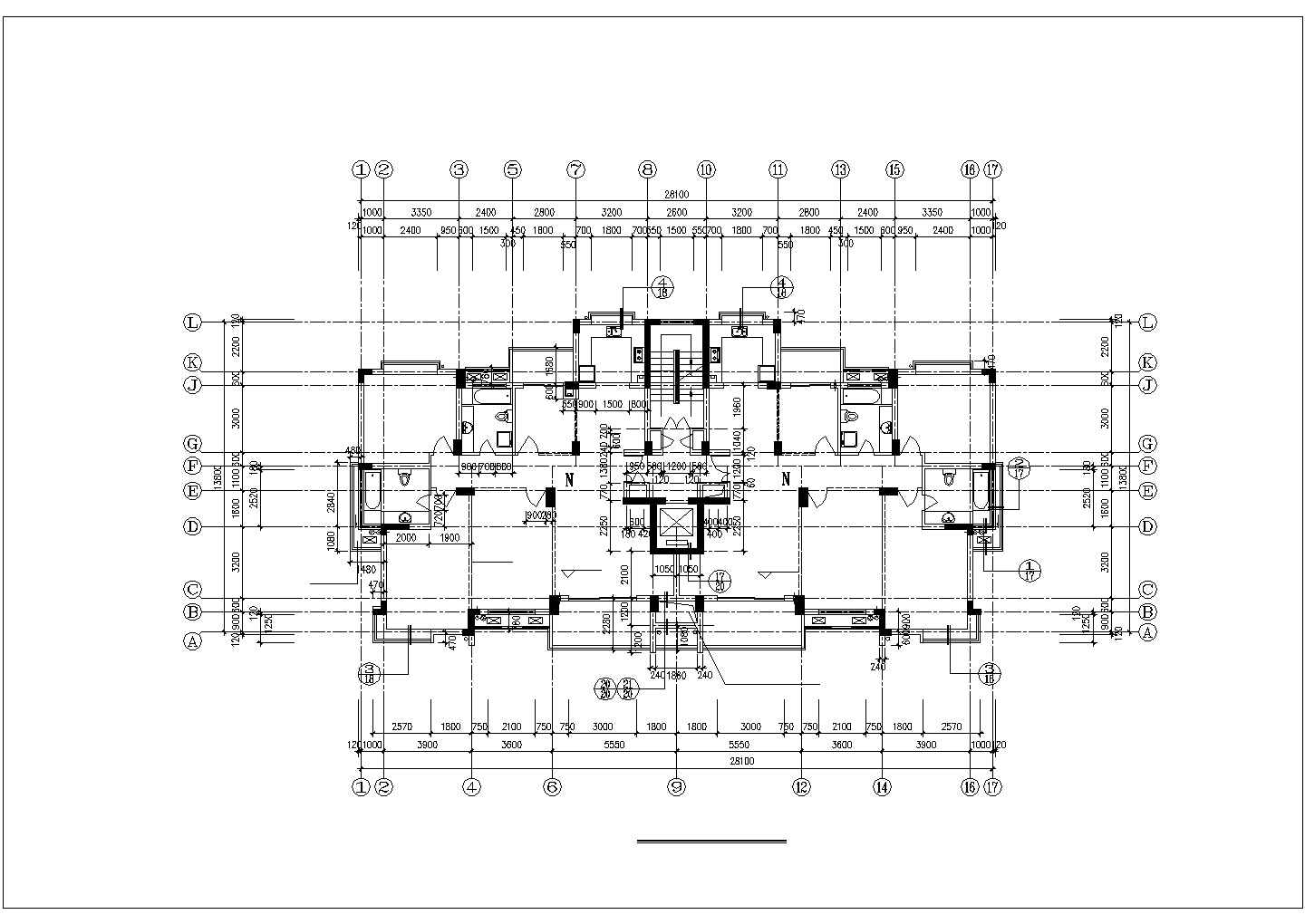 成都某小区8200平米13层框架结构住宅楼全套平立剖面设计CAD图纸