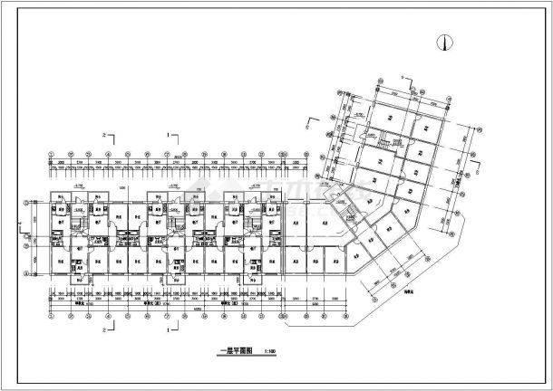 某地商场多层转角楼住宅楼全套施工设计cad图(含各层平面图)-图二