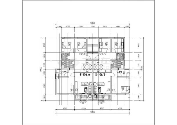 某商品房户型平面布置设计施工方案CAD图纸-图一