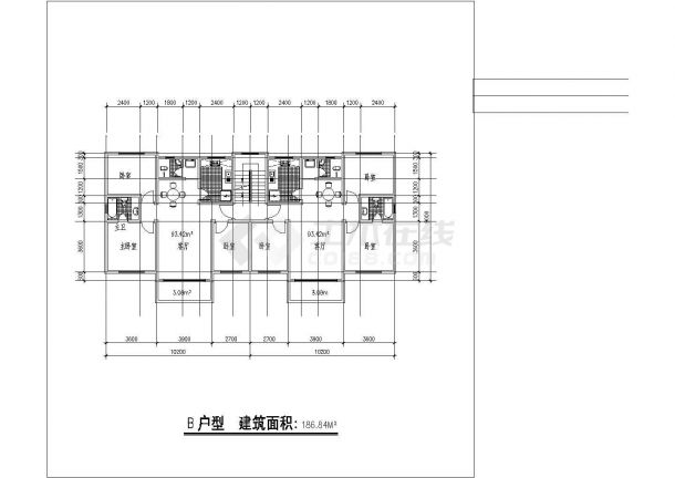 某商品房户型平面布置设计施工方案CAD图纸-图二