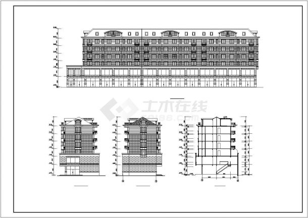 4900平米7层框混结构商住楼建筑设计CAD图纸（1-2层商用/含阁楼）-图二