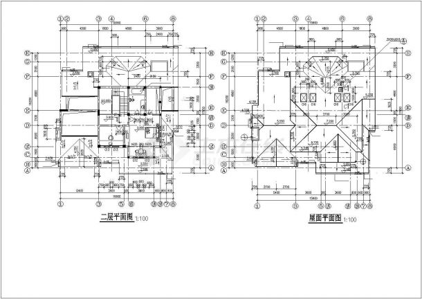 某中世纪欧洲风格别墅建筑设计施工方案CAD图纸-图二