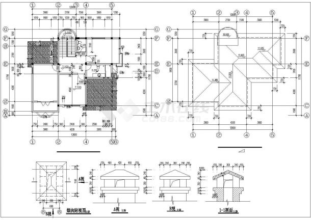 某经典欧式风格多层别墅建筑设计施工方案CAD图纸-图二