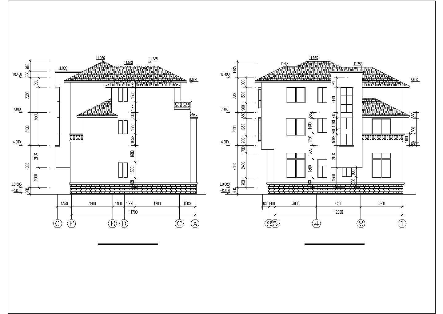 某经典欧式风格多层别墅建筑设计施工方案CAD图纸