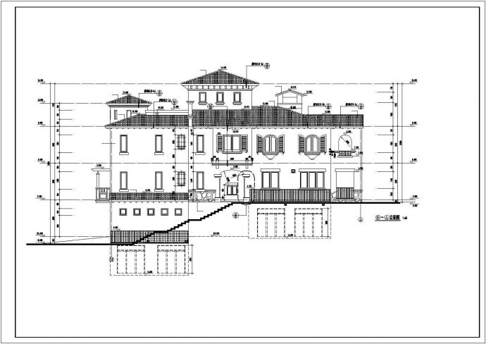 某经典地中海风格私人别墅建筑设计施工方案CAD图纸_图1