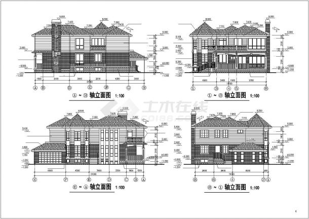 某经典欧洲风格私人别墅住宅建筑设计施工方案CAD图纸-图二