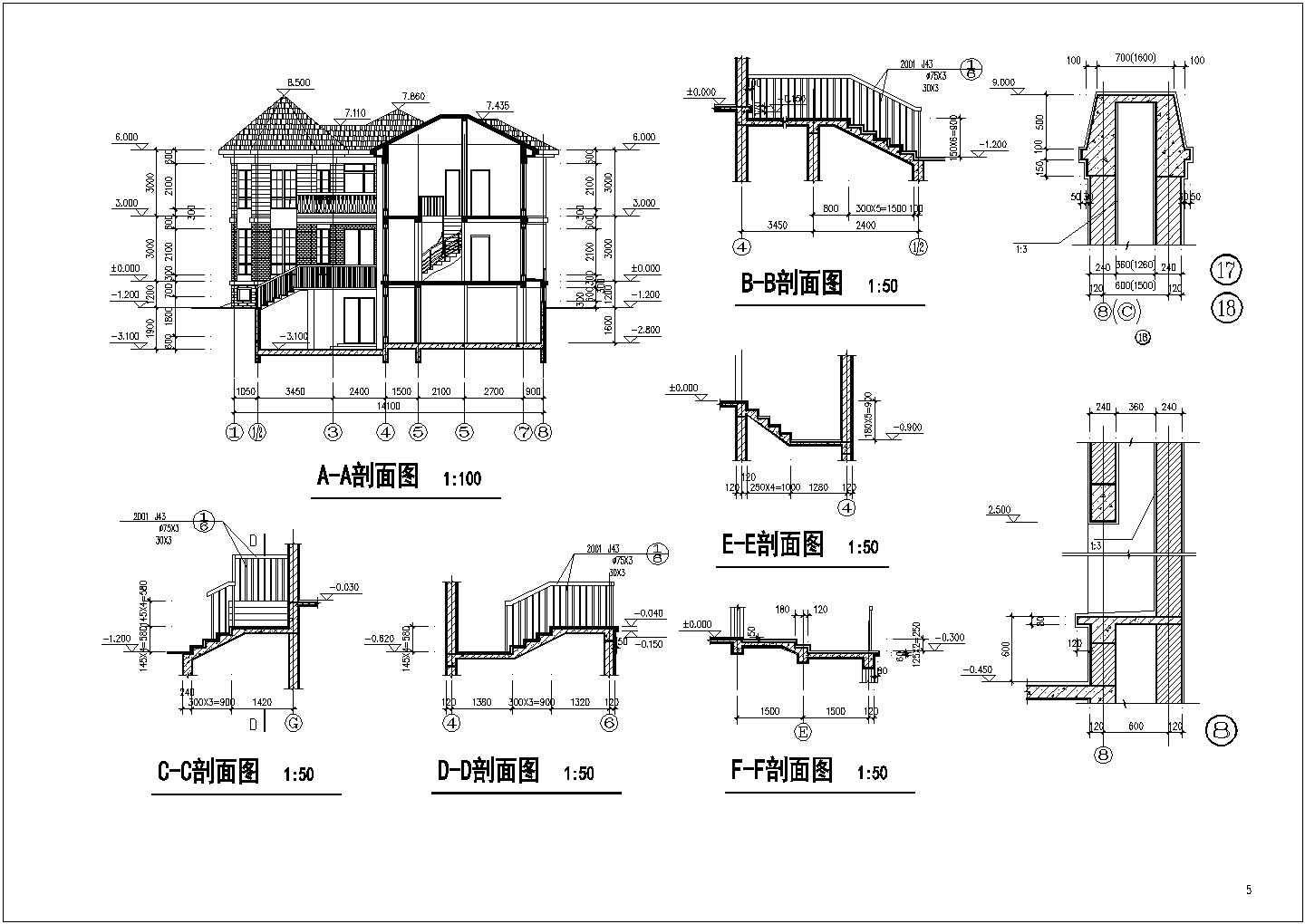 某经典欧洲风格私人别墅住宅建筑设计施工方案CAD图纸