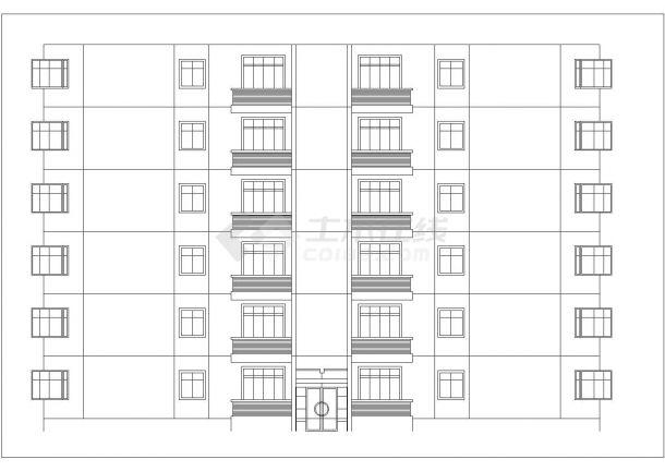 2400平米6层砖混结构住宅楼平立剖面设计CAD图纸（1层4户）-图二