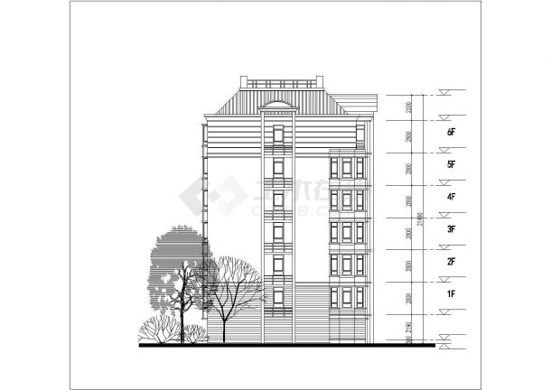 某小区4700平米左右6层砖混结构住宅楼平立剖面设计CAD图纸-图二