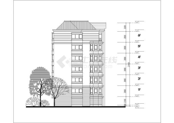 2520平米7层砖混结构住宅楼建筑设计CAD图纸（含阁楼和车库层）-图二
