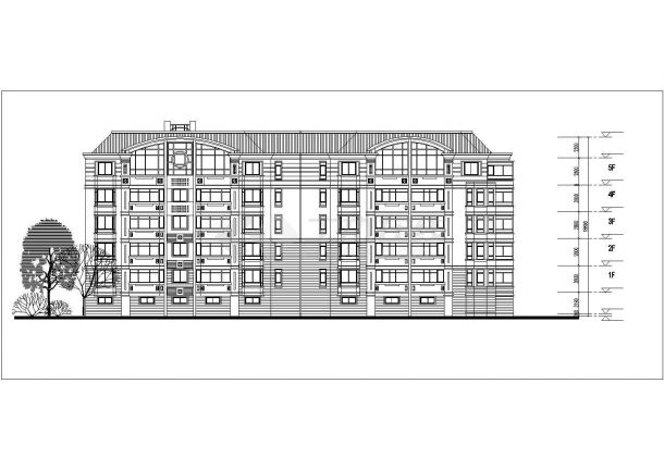 攀枝花市某小区3200平米6层框混结构住宅楼平立剖面设计CAD图纸-图二