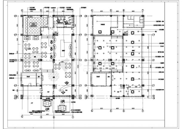 某大学城西餐厅平面布置设计施工方案CAD图纸-图二