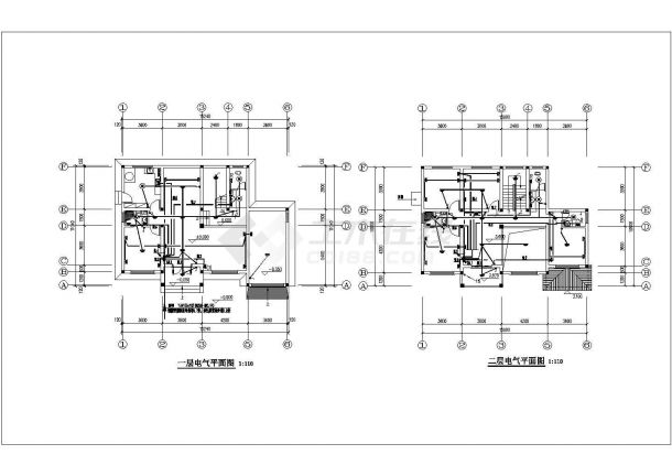320平米左右3层混合结构单体别墅电气设计CAD图纸-图一