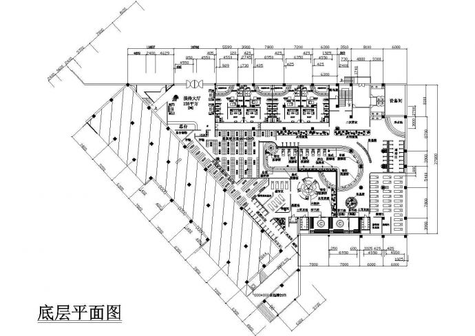 某桑拿浴场平面设计施工方案CAD图纸_图1