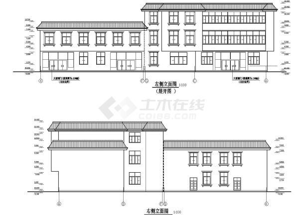 某城市商业综合楼建筑设计施工方案CAD图纸-图二