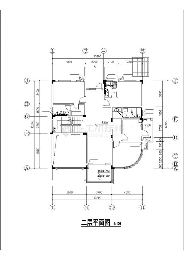 某乡村280平米3层框混结构单体别墅给排水CAD设计图纸-图二