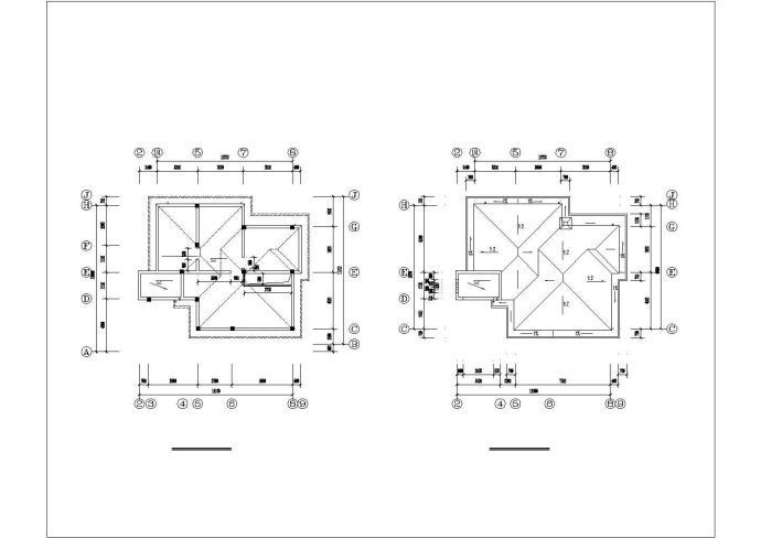 独立联排别墅建筑施工cad图纸_图1