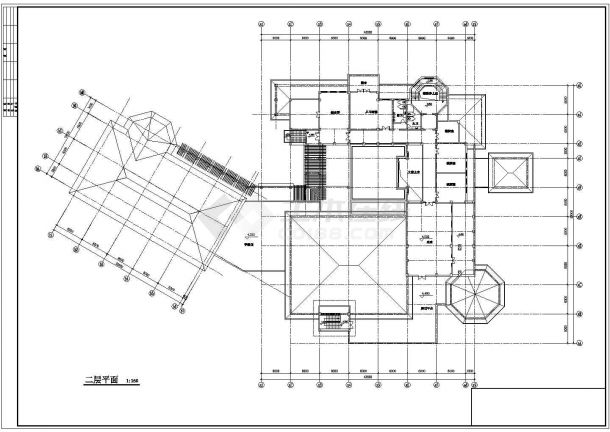 双层高级会所建筑设计CAD施工图（含地下层和屋顶层平面设计）-图一