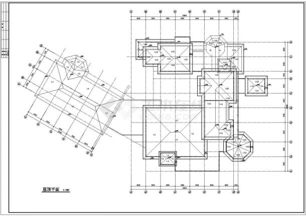 双层高级会所建筑设计CAD施工图（含地下层和屋顶层平面设计）-图二