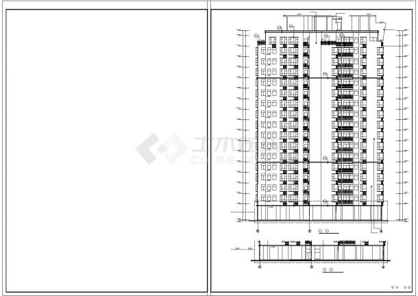 抚顺市某社区17层框架结构住宅楼建筑设计CAD图纸（含架空层和总图）-图二