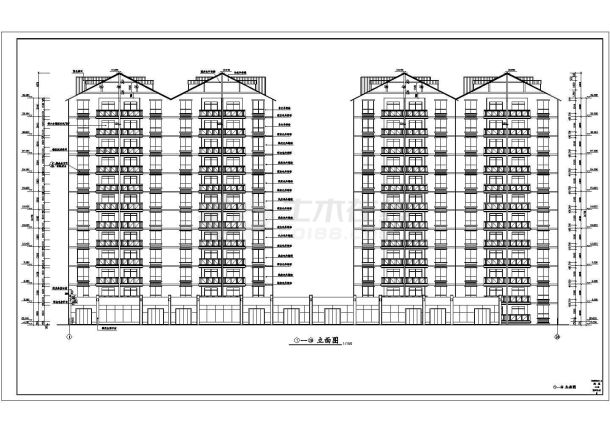 占地1320平米两栋12层并联式商住楼建筑设计CAD图纸（1层商用）-图二