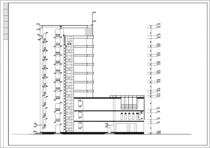 三亚市某商业街1.4万平米10层框架结构商务酒店平立剖面设计CAD图纸_图1