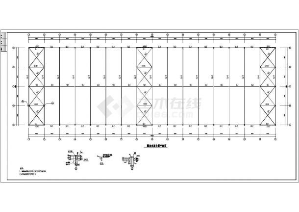 厂房设计_30米跨度钢结构厂房结构施工CAD图-图一