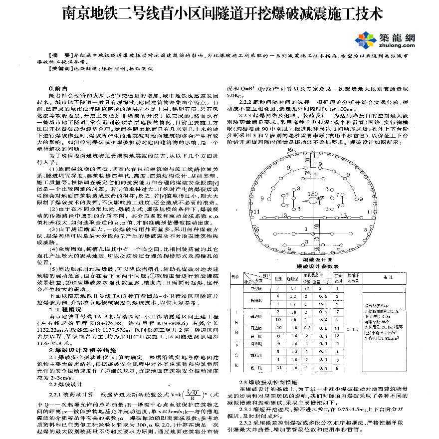 南京地铁二号线苜小区问隧道开挖爆破减震施工技术-图一