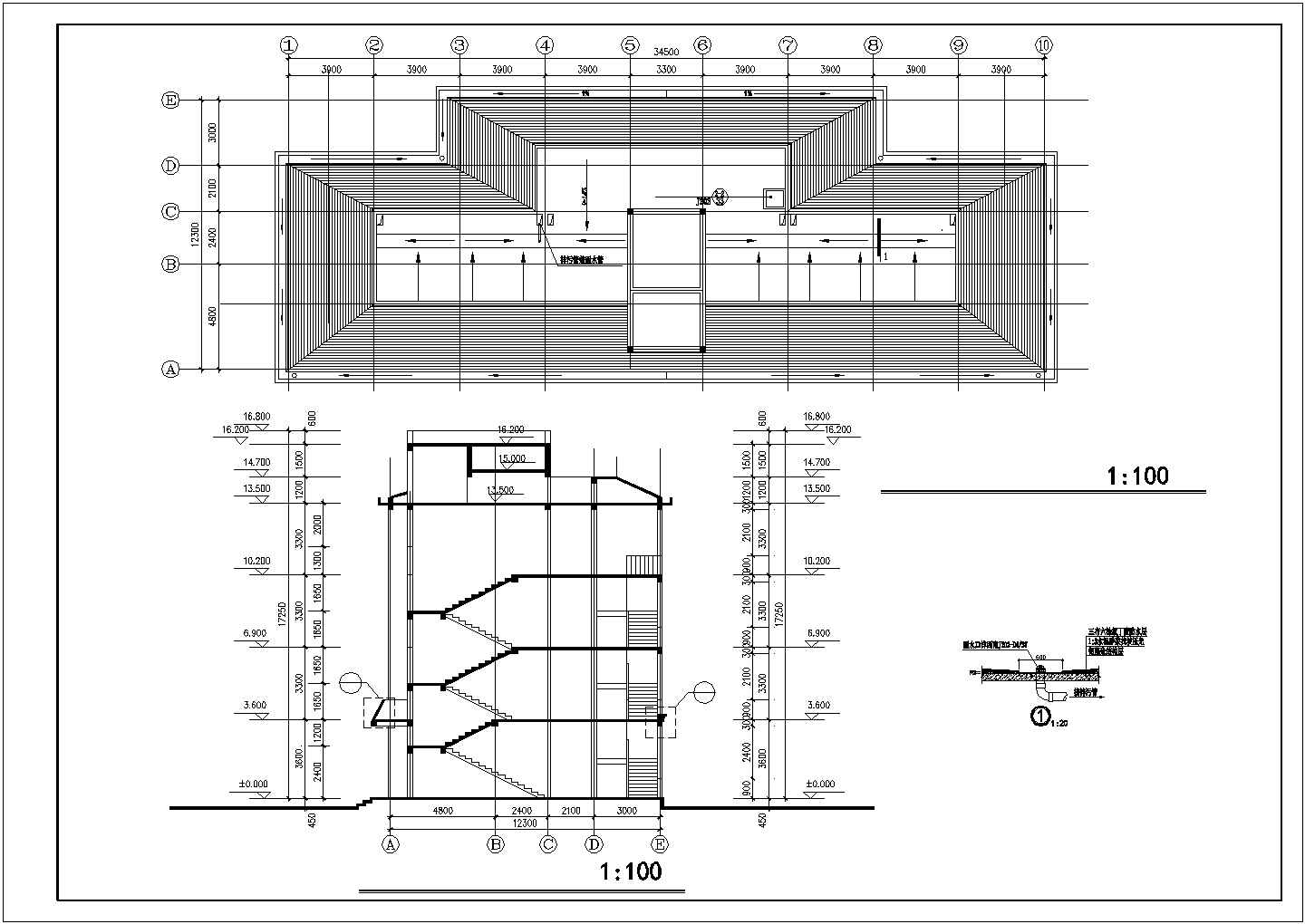 某养老院1550平米四层砖混结构老年人公寓楼建筑设计CAD图纸